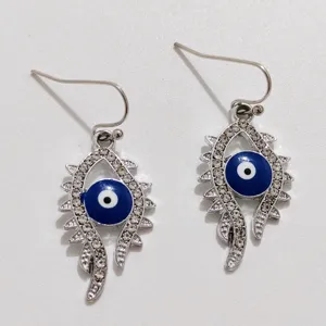 Fashion Evil Eye Drop Earrings Rhinestone Silver Hook Earrings Statement Jewelry for Women