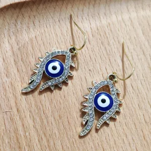 Fashion rhinestone evil eye drop earrings unique design alloy crystal jewelry for women.