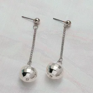 Fashion Alloy Disco Ball Pendant Drop Earrings Minimalist Long Chain Stud Earrings For Women Party Club Jewelry