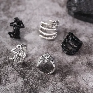 Gotisch retro vintage skelett hand ringe set punk hip hop fledermaus finger schmuck