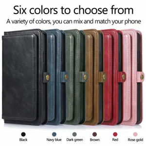 Custodia per telefono multifunzionale in pelle con cover magnetica stabile e porta carte.