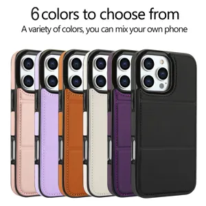 Compatible con fundas iPhone, carcasa protectora de cuero multicolor con tarjetero y soporte.