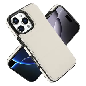 Vista detallada de la funda para teléfono móvil de cuero delgado con ranura y soporte.