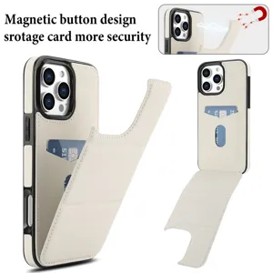 Funda de cuero con tarjetero y solapa magnética compatible para iPhone 16 Pro Max.