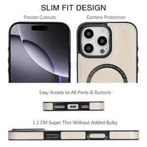 Coque de téléphone magnétique fine avec porte-cartes et découpes précises pour tous les jours.