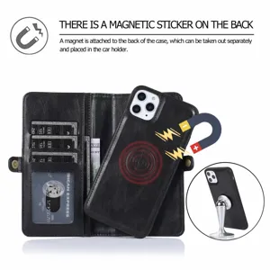 Custodia a portafoglio in pelle multifunzionale e rimovibile con cover magnetica.