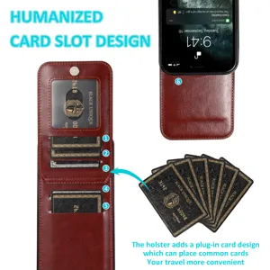 Leren flip telefoonhoesje met meerdere kaartgleuven voor iPhone, handige opbergtas.