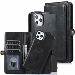 Custodia per telefono in pelle multifunzionale staccabile con porta carte e magnete.