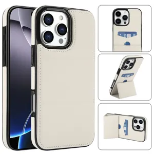 Funda de cuero multifuncional para teléfono con tarjetero y soporte para iPhone.