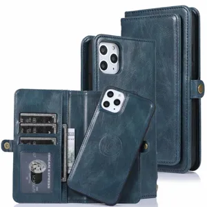 Custodia per telefono multifunzionale in pelle con porta carte e cover magnetica.