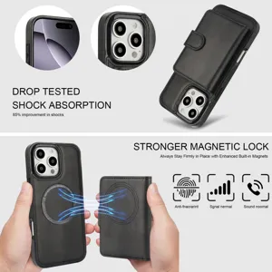 Detail van afneembare magnetische telefoonhoes met schokbestendigheid en MagSafe slot.