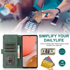 Samsung flip wallet leather phone case with multiple card slots and large capacity pocket detail