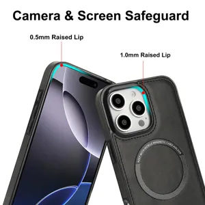 Vue détaillée de la coque magnétique montrant les rebords surélevés pour la caméra.