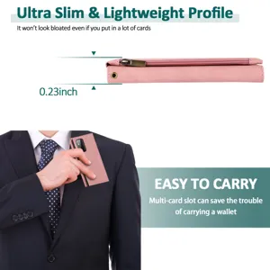 Slim leather wallet phone case with multi-card slots, ultra-thin lightweight profile design.