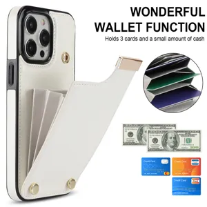 Funda tipo cartera de cuero para iPhone 16 Pro Max con tarjetero de acordeón y cierre metálico