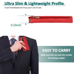 Detailed view of the ultra slim leather phone case showing 0.23inch thickness and card slot.