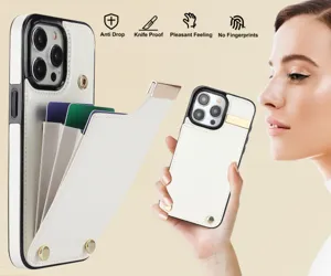 Funda de Teléfono Cartera de Cuero de Lujo con Soporte de Tarjetas para iPhone 16 Pro Max