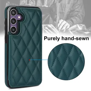 Prasini dermatini thiliki tilefonou me karteroules gia tin seira Samsung S24.