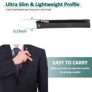 Ultra slim leather flip phone case with card slots and zipper pocket, lightweight design.
