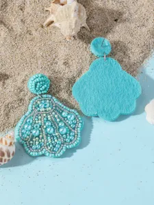 Orecchini a conchiglia con perline da spiaggia, gioielli stile oceano estivo donna.
