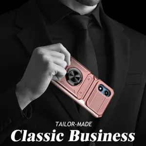 Motorola rugged phone case with ring holder card slot rose gold business protective cover detail