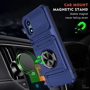 Rugged phone case with ring holder and magnetic car mount compatibility for daily protection.