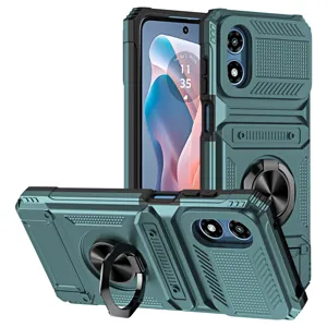 Rugged protective phone case with ring stand for Motorola G 5G 2024, heavy duty armor cover