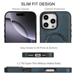 Détail de coque magnétique fine avec découpes précises, protection de caméra et profil de 1,1 cm.