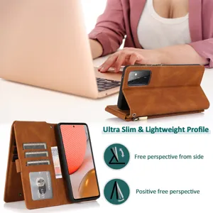Samsung leather flip phone case with card slots wallet and convenient stand feature for daily use.