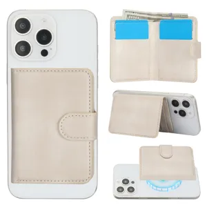 Magnetische lederen portemonnee hoesje met kaartsleuven en inklapbare standaard voor iPhone.