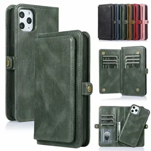 Custodia per telefono a portafoglio in pelle multifunzionale staccabile con design magnetico 2 in 1