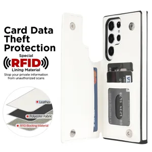 Funda de teléfono con tarjetero de cuero para Samsung S25 Ultra con protección RFID.