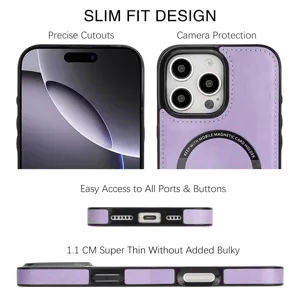 Vue détaillée de coque de téléphone magnétique fine avec découpes et protection de caméra.