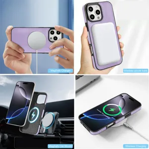 Coque de protection en cuir magnétique compatible avec la recharge sans fil pour iPhone.