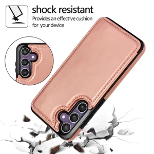 Funda de cuero rosa con tapa para teléfono compatible con Samsung, carcasa protectora