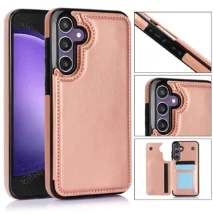 Funda Protectora de Teléfono de Billetera con Tapa de Imitación de Cuero Multifuncional Con Ranuras para Tarjetas Soporte Cubierta Antigolpes para Samsung Galaxy