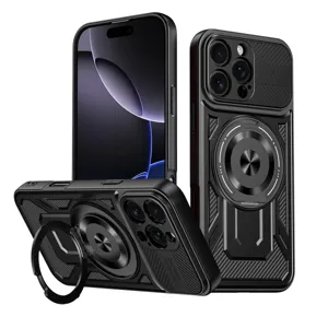 Stoßfeste Magnetische Handyhülle Für Huawei Mate 70 Pro Plus Kickstand Kohlefaser Textur TPU PC Schutzhülle