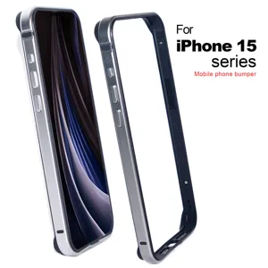 Minimalist Metal Silicone Phone Bumper Case Anti Shock Thin Frame Protective Mobile Phone Cover For iPhone 15 Pro Max Plus Series