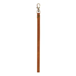 Durable brown leather wrist strap replacement for phone case wallet key chain accessories.
