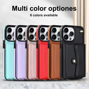 Θήκη Πορτοφόλι RFID Χιαστί Για iPhone 16 Pro Max Samsung S25 Plus Τεχνητό Δέρμα Υποδοχή Κάρτας Φερμουάρ Με Λουράκι