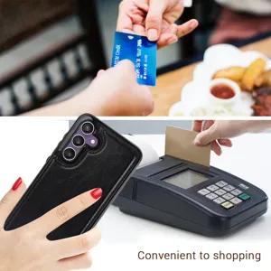 Fundas de móvil de cartera de cuero negro con ranuras para tarjetas, funda protectora.