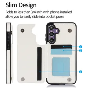 Funda cartera de cuero multifuncional con ranuras para tarjetas y diseño de bolsillo.