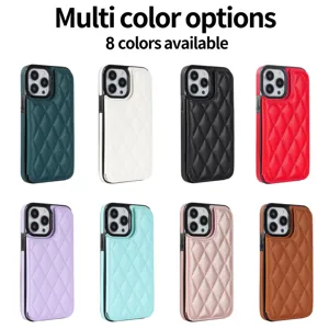 Fundas para teléfono de cuero acolchado multicolor con tarjetero y funda protectora.
