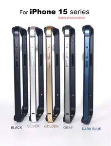 Metal bumper case for iPhone 15 series, lightweight aluminum frame protection cover.