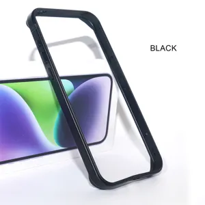 Detailed view of the black metal silicone bumper frame case for modern smartphone protection.