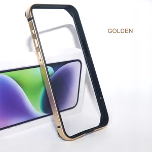 Metal silicone phone bumper frame compatible with iPhone, lightweight luxury protective case.
