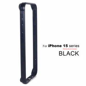 Black phone bumper case compatible with iPhone 15 series, lightweight protective frame.