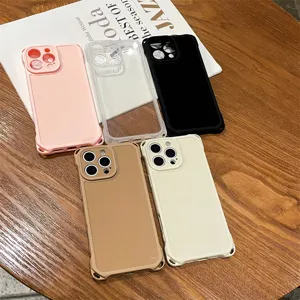 Funda de Teléfono de Silicona Antigolpes Minimalista Cuatro Esquinas Suave Transparente Cobertura Completa Carcasa Protectora