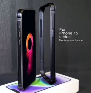 Metal silicone phone bumper case for iPhone 15 series lightweight protective frame cover