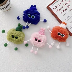 Cute plush sunglasses monster AirPods case with knitted hat and cute fluffy limbs design.